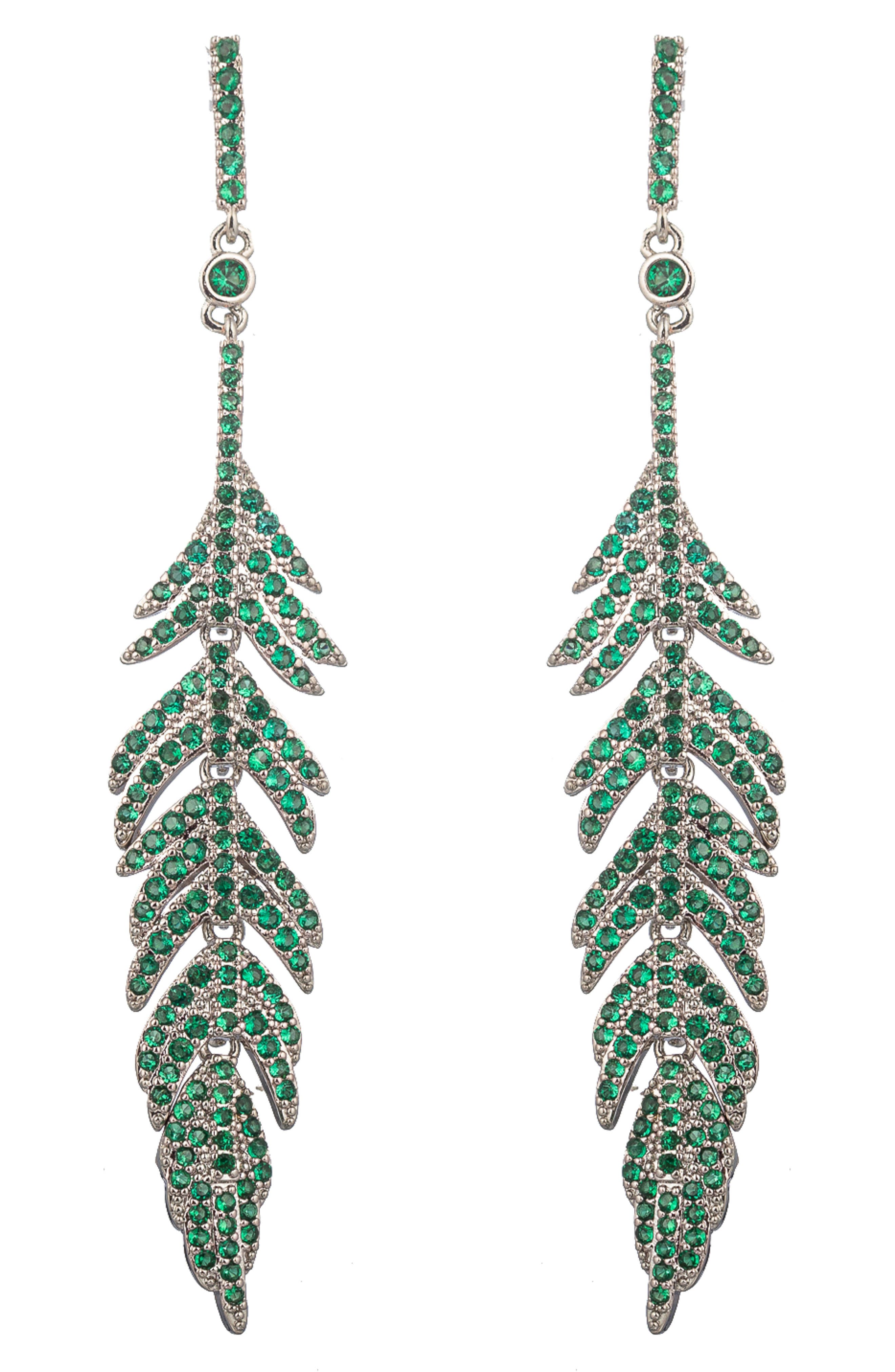 EYE CANDY LOS ANGELES Feather CZ Drop Earrings