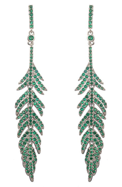Feather CZ Drop Earrings