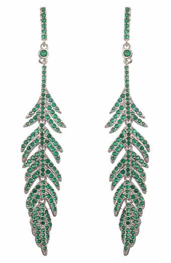 Feather CZ Drop Earrings