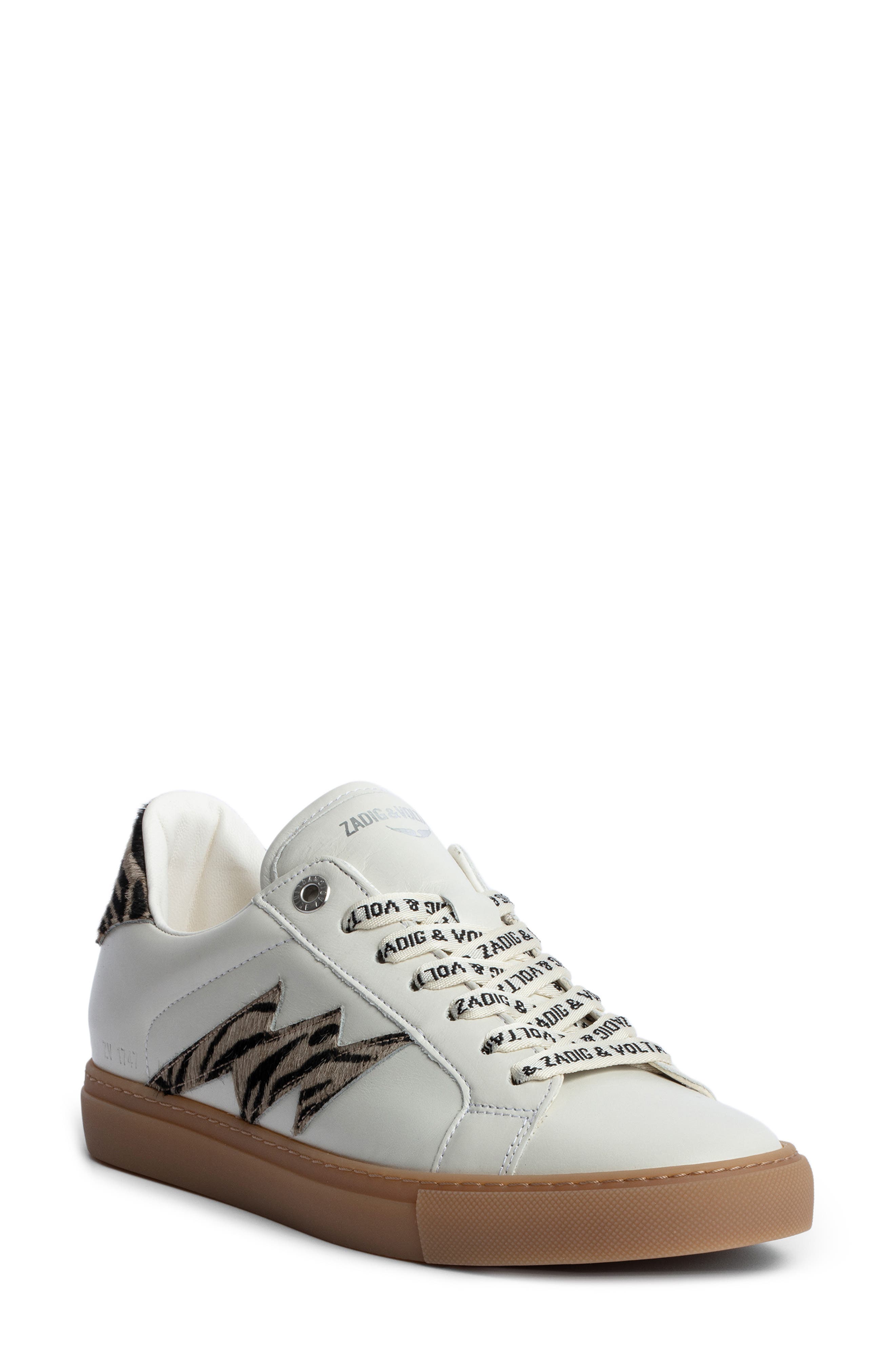 Zadig & Voltaire Zebra Print Genuine Calf Hair Sneaker, Main, color, 