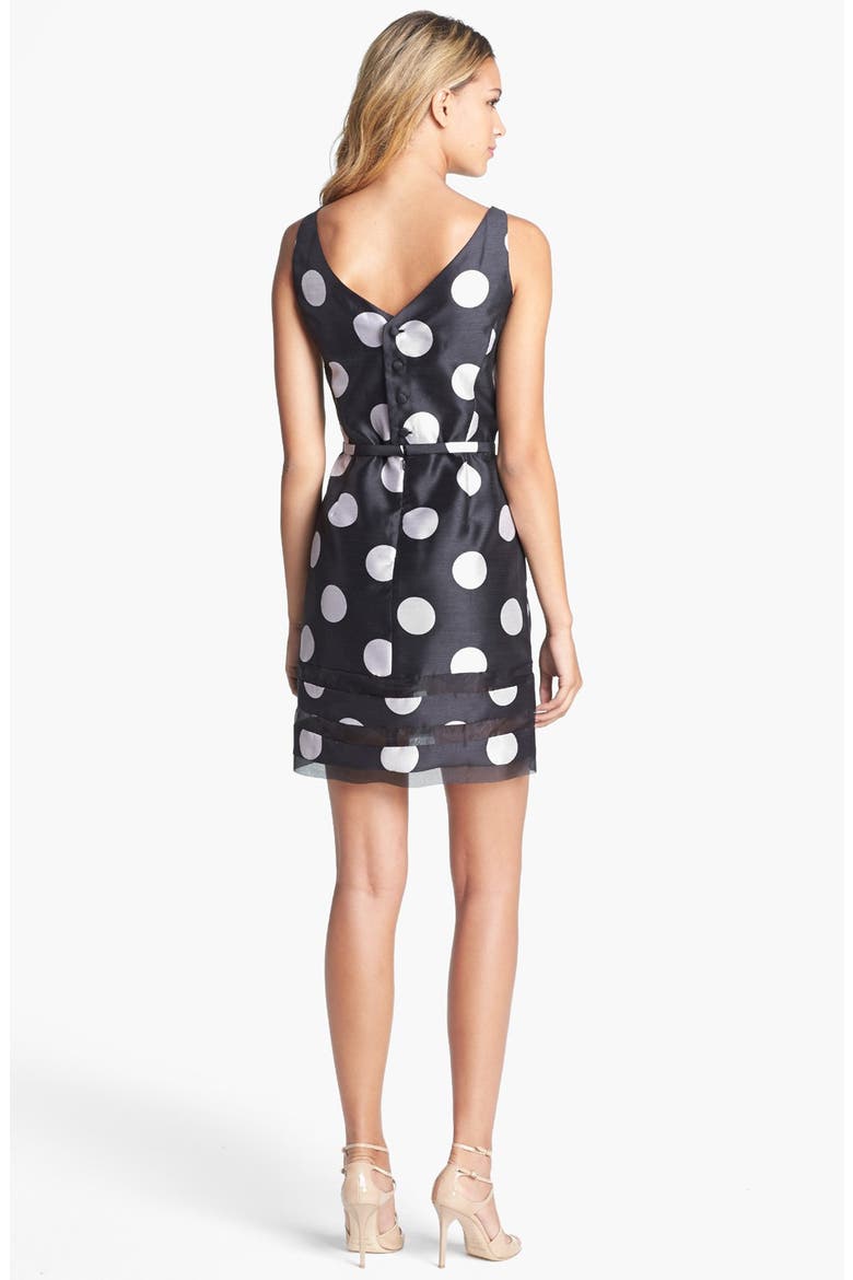 Polka Dot Sheath Dress, Alternate, color, BLACK/ SILVER