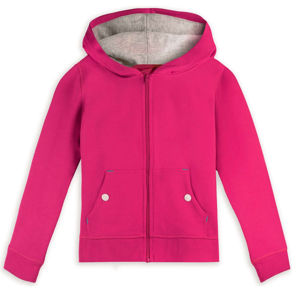 Mightly Organic Cotton Zip Up Pocket Hoodie In Magenta