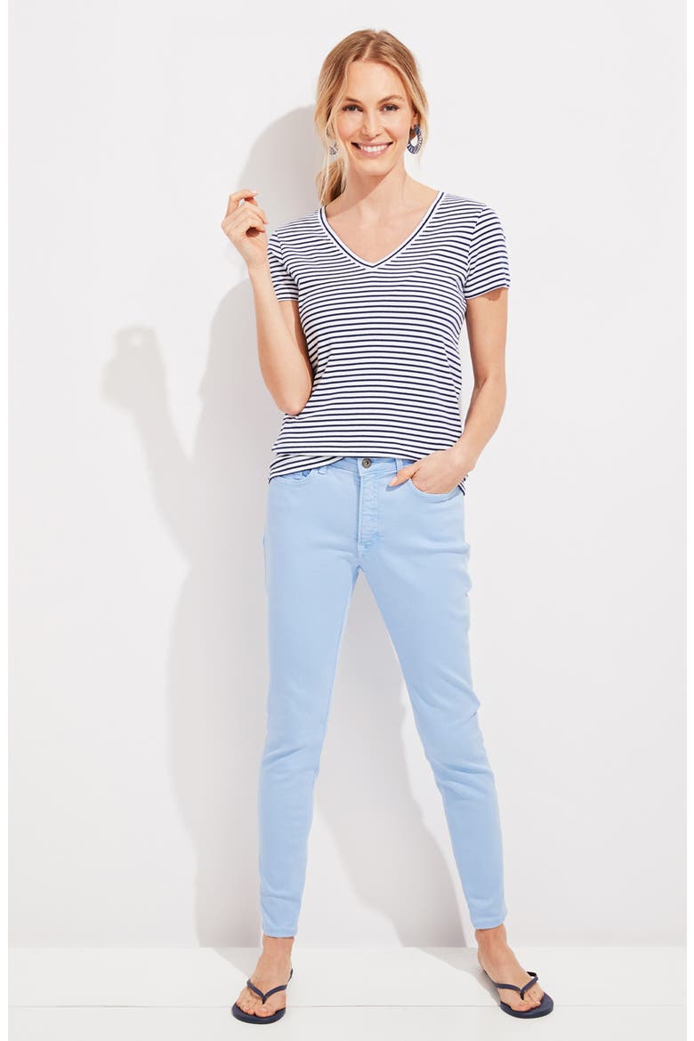 Simple Stripe V-Neck T-Shirt, Alternate, color, WHITE STRIPE