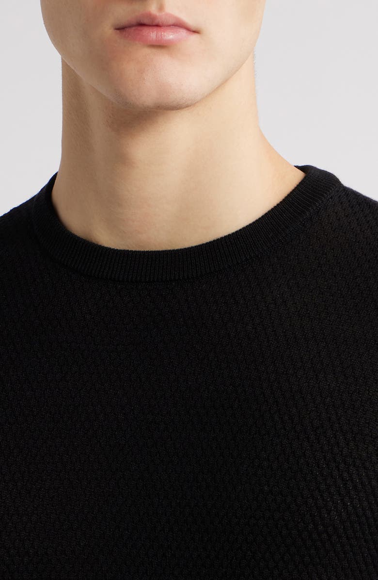 Emporio Armani Textured Dot Short Sleeve Crewneck Sweater, Alternate, color, Solid Black