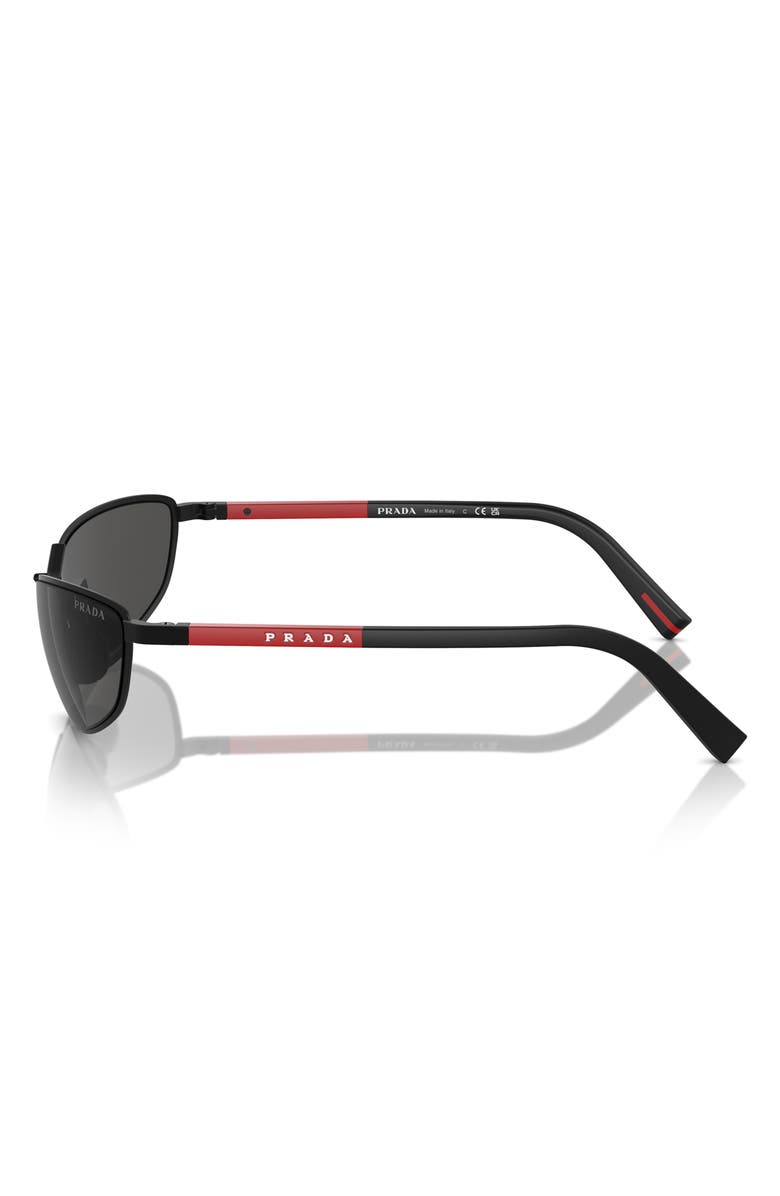 Prada Linea Rossa 60mm Irregular Sunglasses, Alternate, color, Matte Black