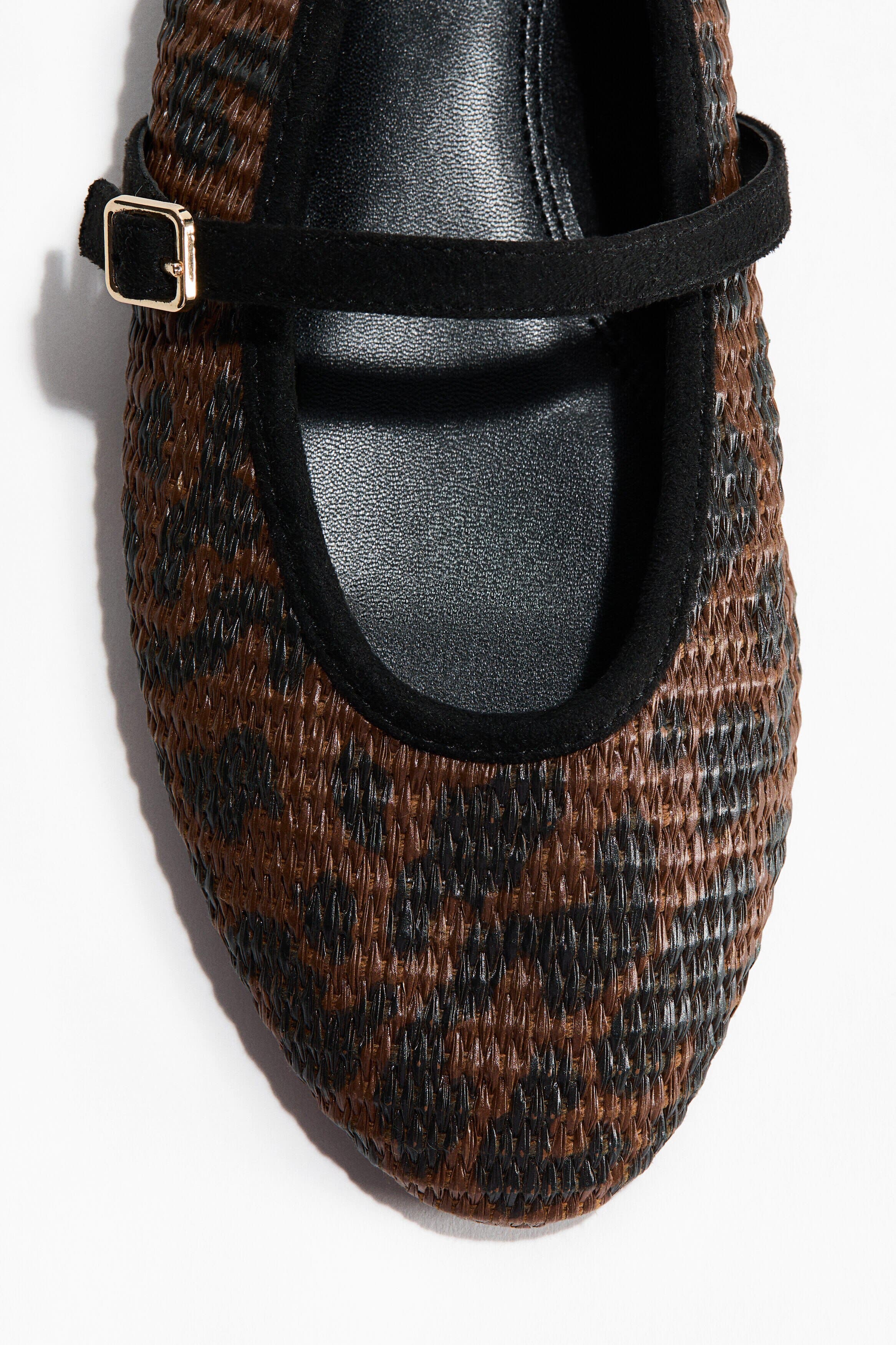 H&M Straw Mary Janes, Alternate, color, Dark Brown/Leopard Print