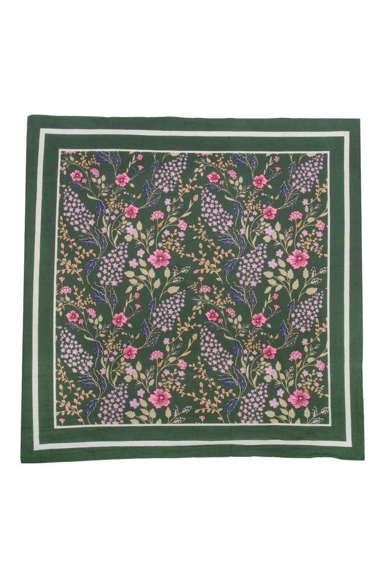 Floral Cotton Bandana Scarf, Main, color, GREEN
