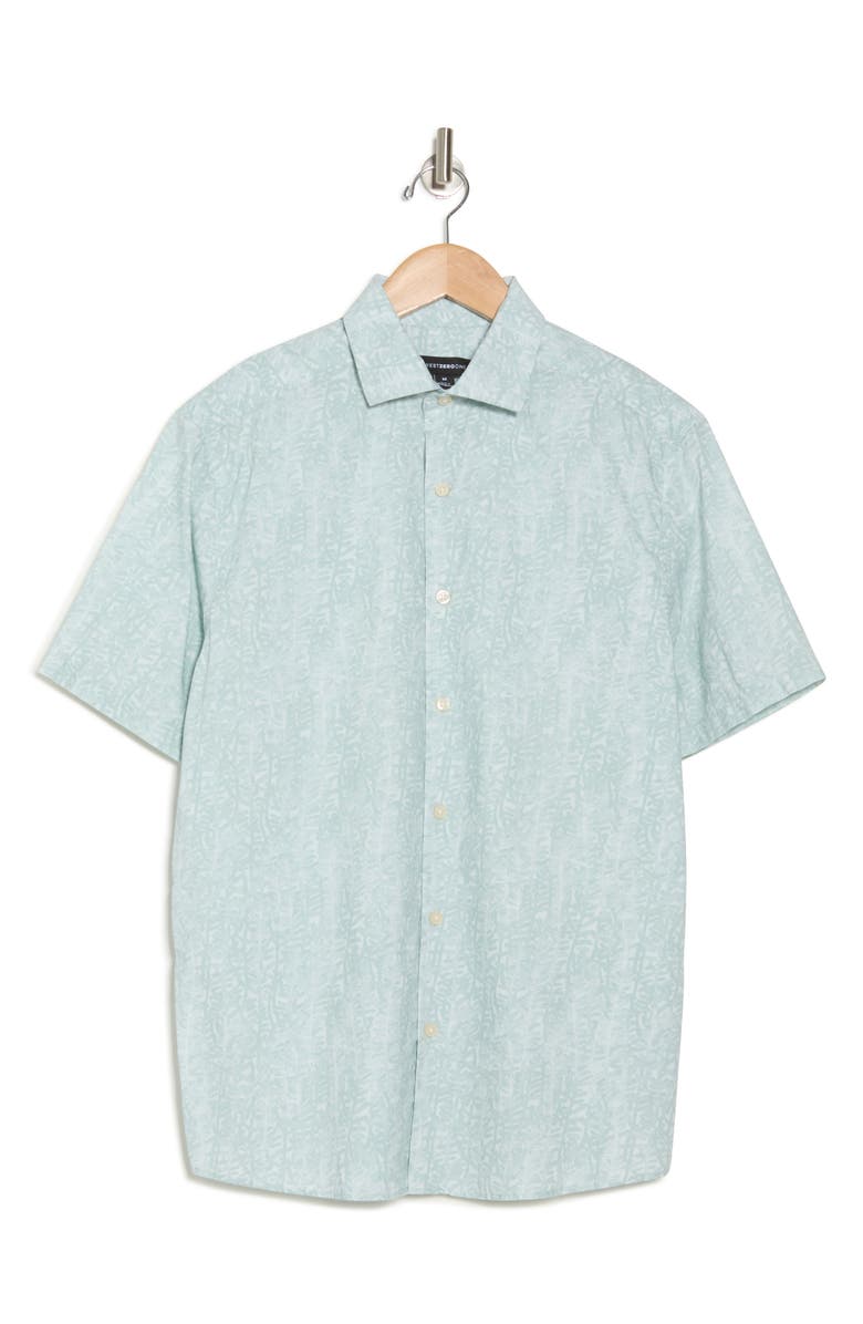 WESTZEROONE Hugo Short Sleeve Cotton Button-Up Shirt, Alternate, color, Light Green