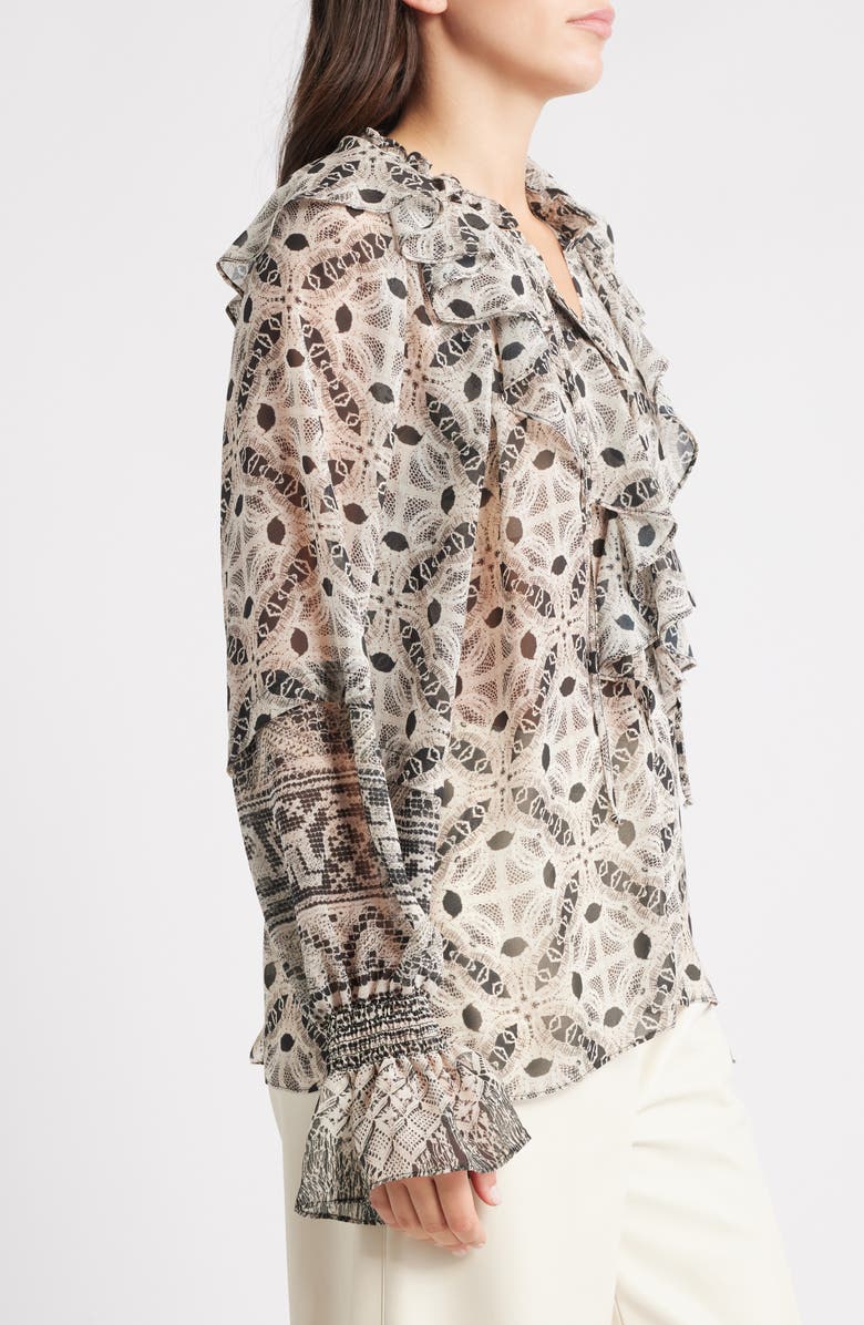 KOBI HALPERIN Glimmer Ruffle Top, Alternate, color, Black Multi