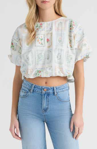 Hunter Print Crop Bubble Top