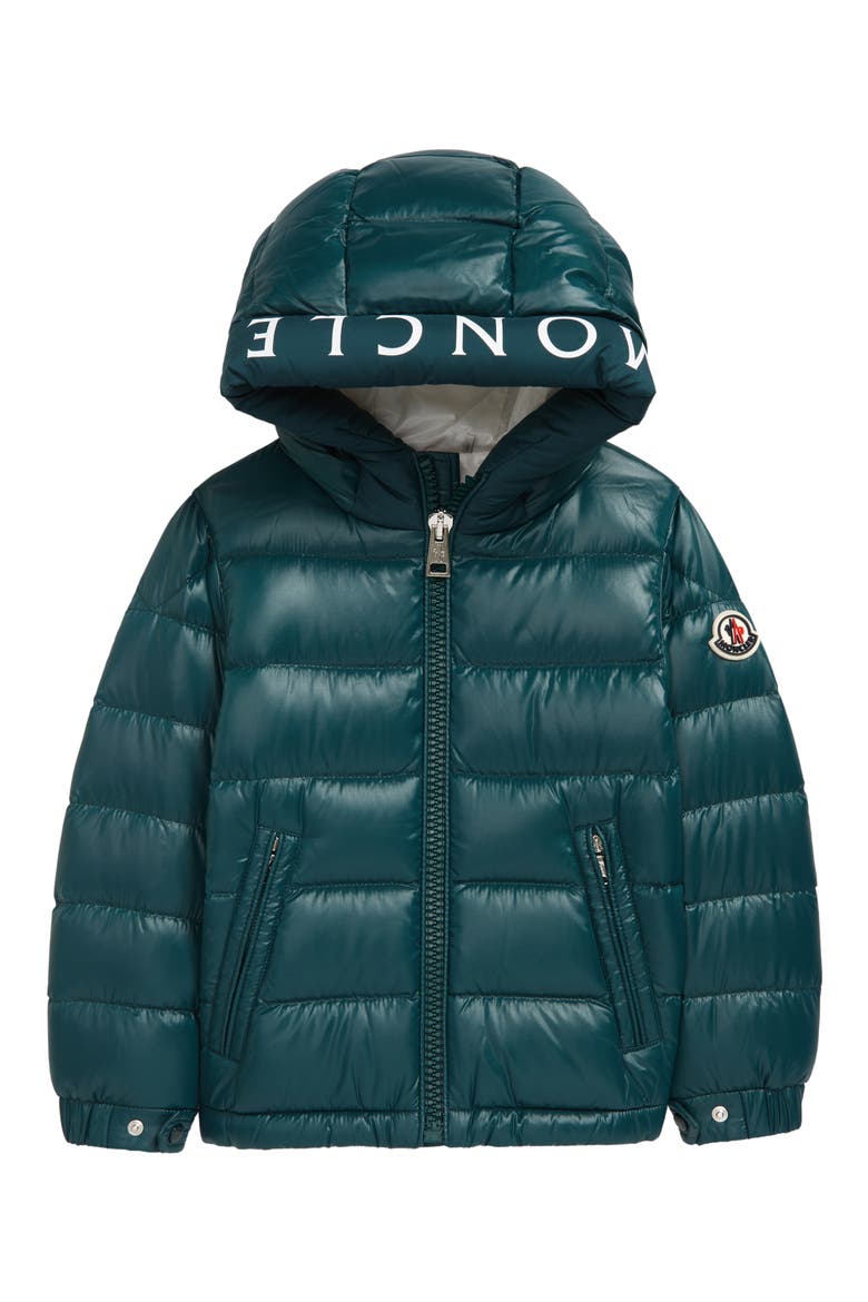 Kids' Salzman Logo Water Resistant Down Puffer Jacket, Main, color, GREEN