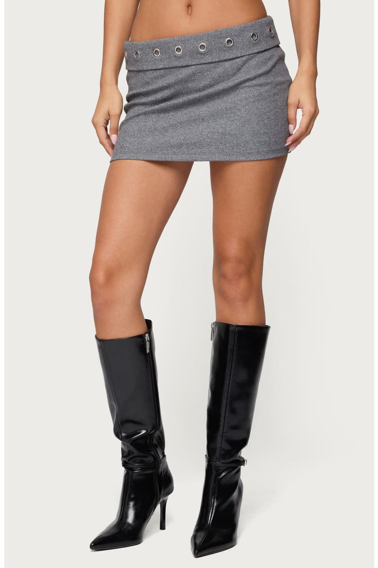Havana Grommet Rib Miniskirt, Main, color, DARK-GRAY-MELANGE