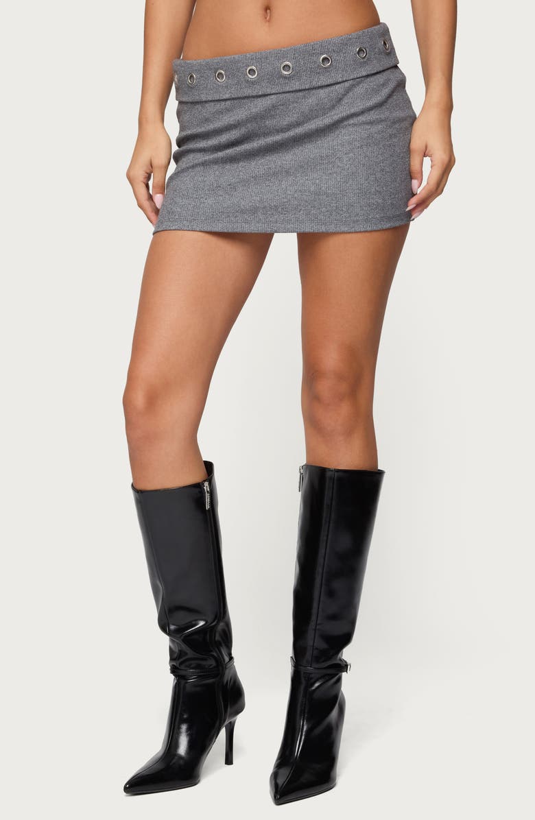 EDIKTED Havana Grommet Rib Miniskirt, Main, color, 