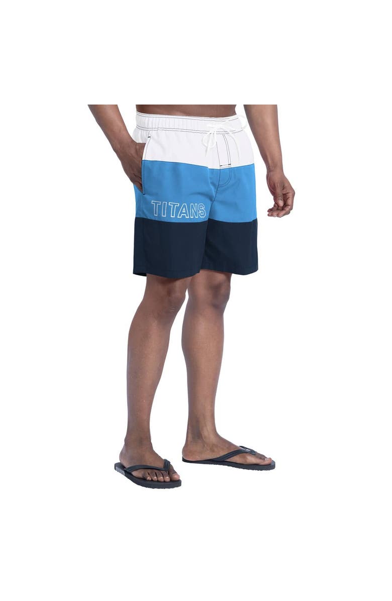 G-III SPORTS BY CARL BANKS Men's G-III Sports by Carl Banks  Navy/Light Blue Tennessee Titans Sunrise Volley Swim Shorts, Alternate, color, Navy