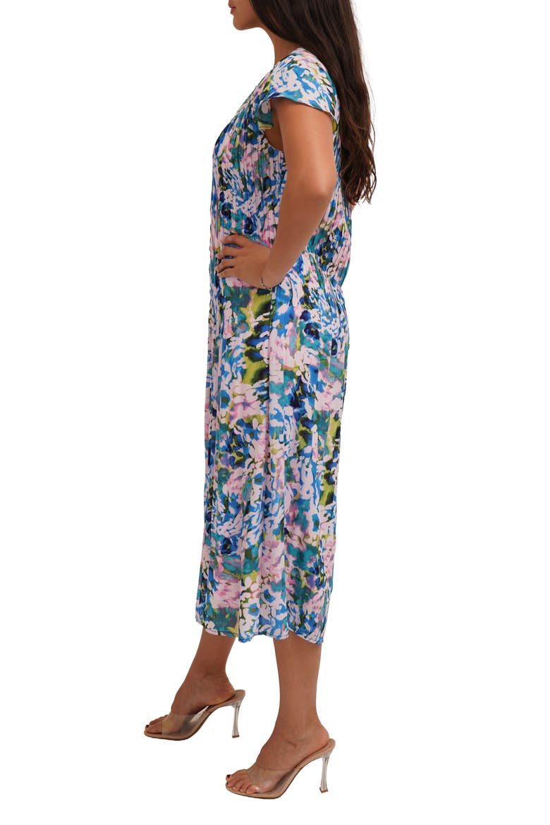 Printed Pleated Fluttery Sleeve Midi Dress, Alternate, color, PAULA COOL