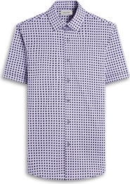 Bugatchi Miles OoohCotton® Geometric Print Short Sleeve Button-Up Shirt
