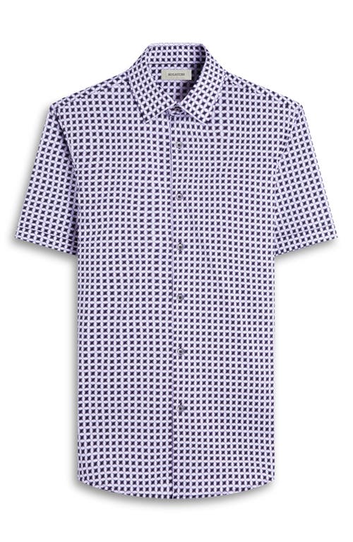 Bugatchi Miles Ooohcotton® Geometric Print Short Sleeve Button-up Shirt In Zinc
