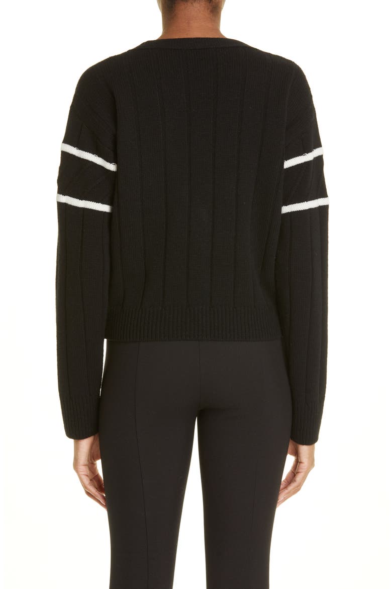 Virgin Wool & Cashmere Crop Cardigan, Alternate, color, BLACK/ WHITE