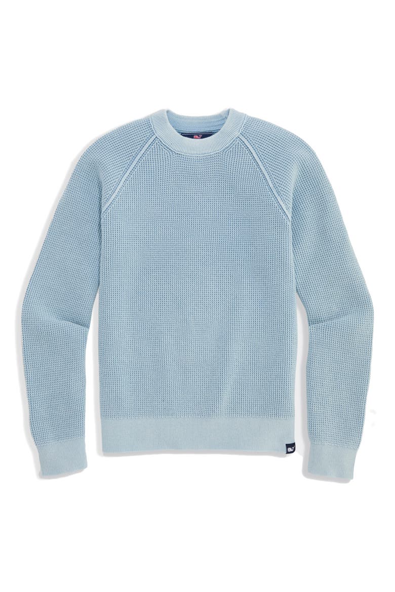 Kids' Raglan Sleeve Cotton Waffle Sweater, Main, color, DEL MAR BLUE