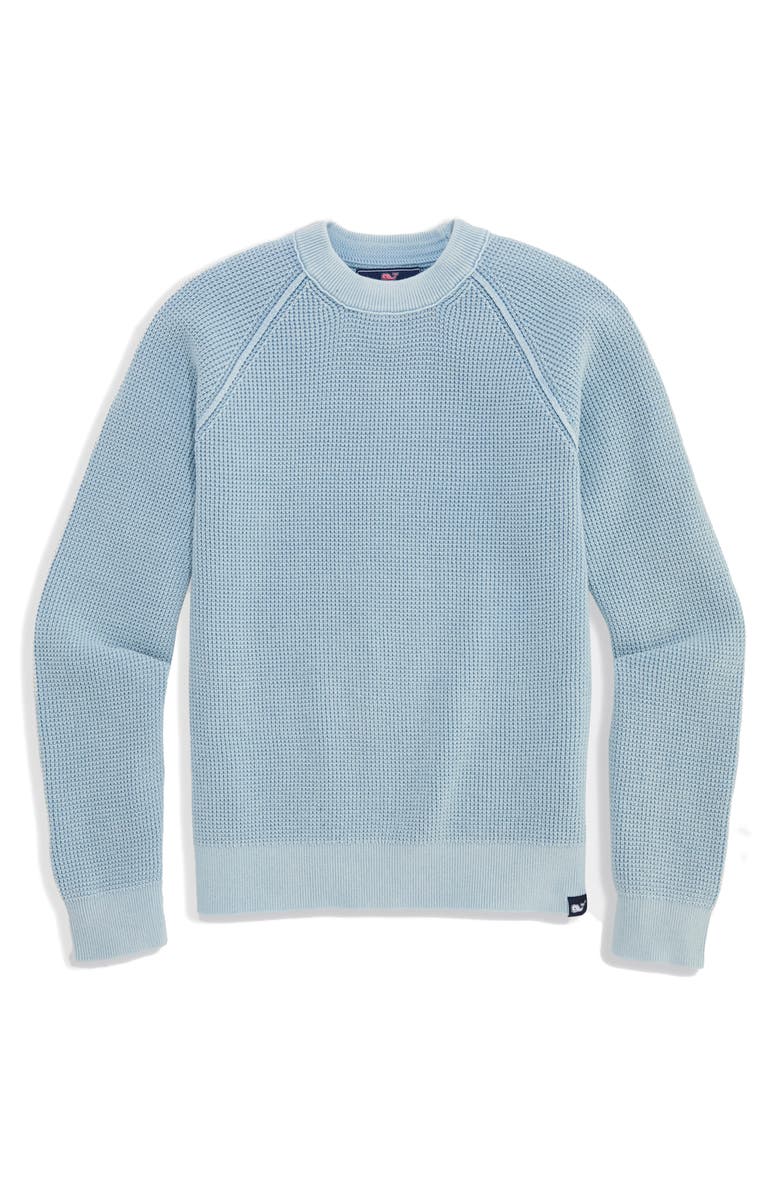 vineyard vines Kids' Raglan Sleeve Cotton Waffle Sweater, Main, color, Del Mar Blue