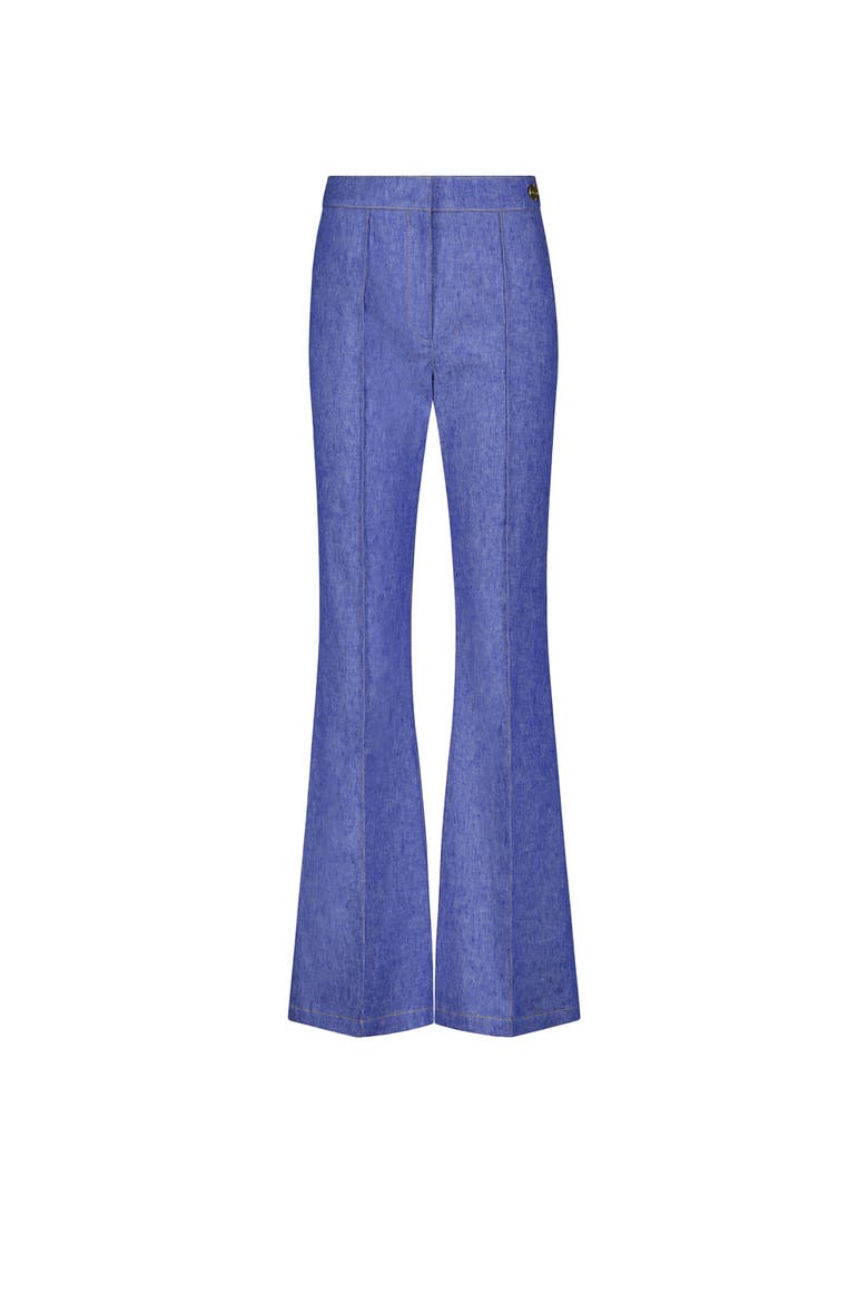 Lola DENIM Stretch Crepe Cropped Flare Trouser, Main, color, Blue