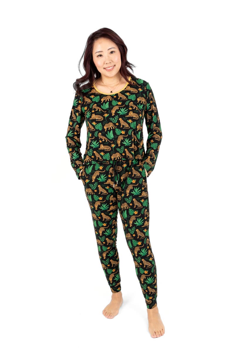 Leveret Women's Viscose Matching Family Holiday Pajamas, Reindeer & Polar Bear Prints, Main, color, Leopard