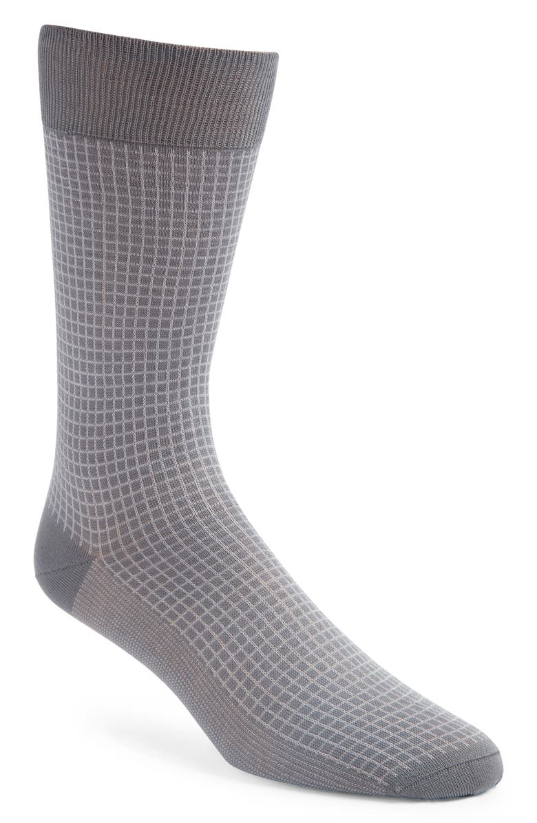 Canali Microcheck Cotton Dress Socks, Main, color,
