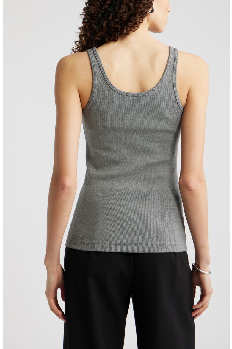 Rib Scoop Neck Cotton Tank, Alternate, color, GREY DARK HEATHER