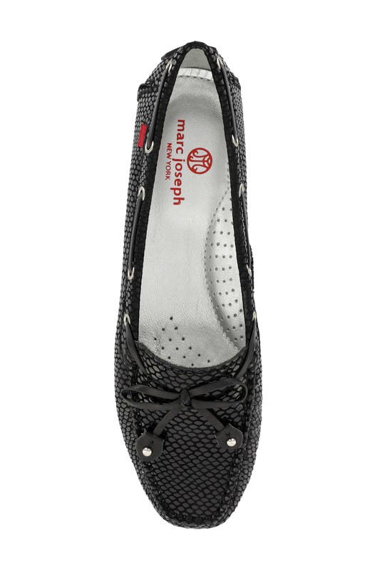Marc Joseph New York Cypress Hill Leather Tiebow Driver Loafer, Alternate, color, Black Snake