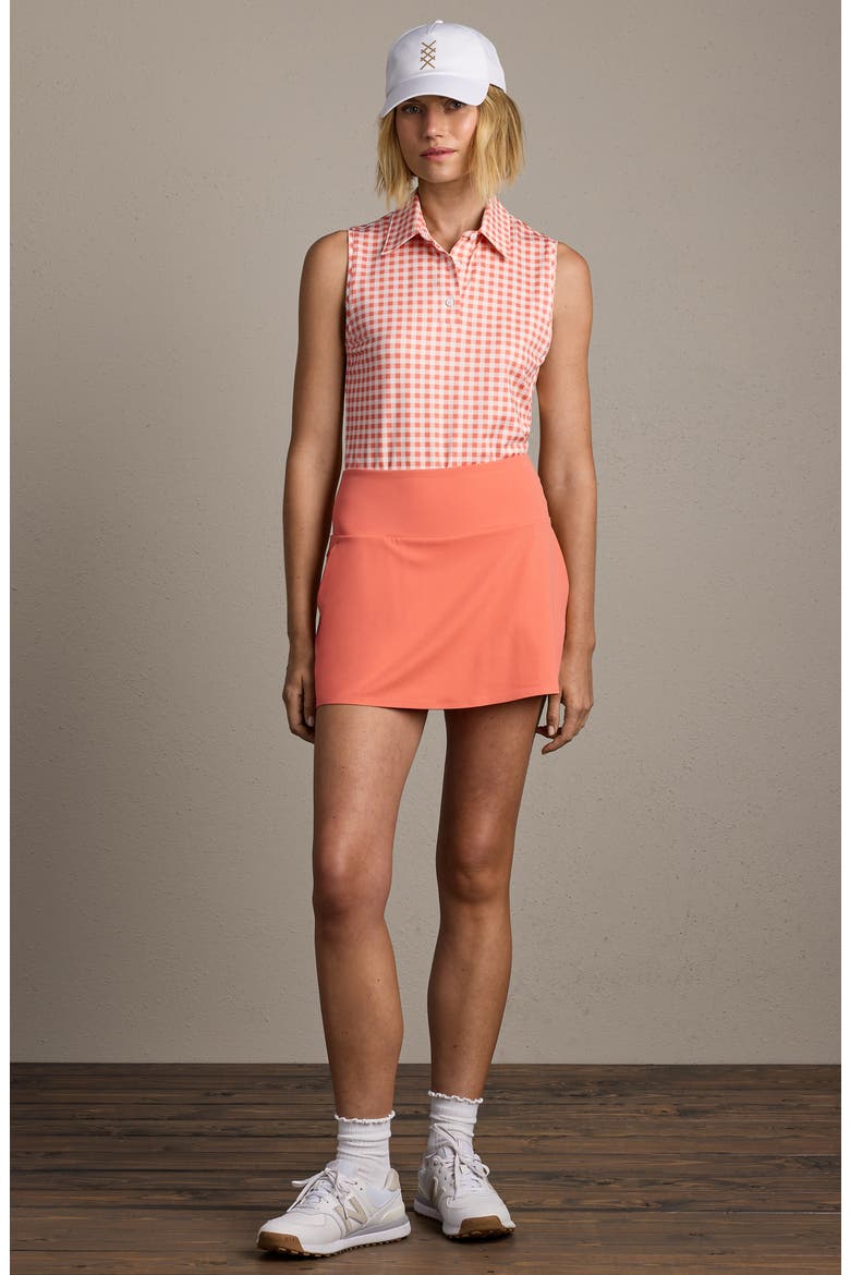 Court Gingham Sleeveless Polo, Alternate, color, CORAL GINGHAM