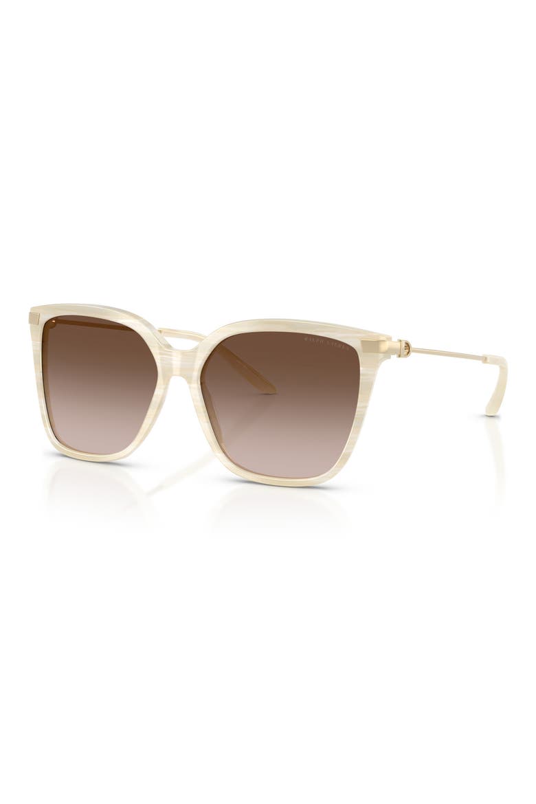 The Jacquie 57mm Gradient Irregular Sunglasses, Alternate, color, CREAM HORN / GRADIENT BROWN