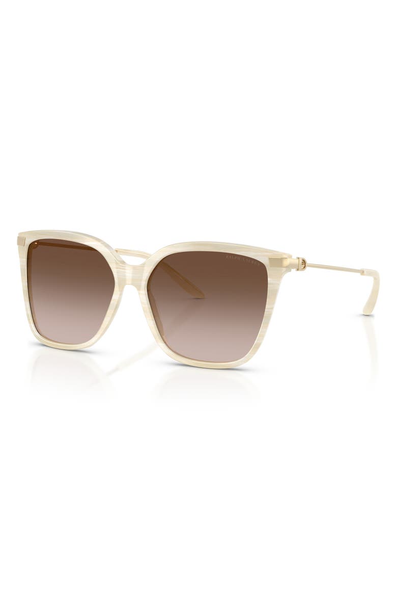 Ralph Lauren The Jacquie 57mm Gradient Irregular Sunglasses, Alternate, color, Cream Horn / Gradient Brown