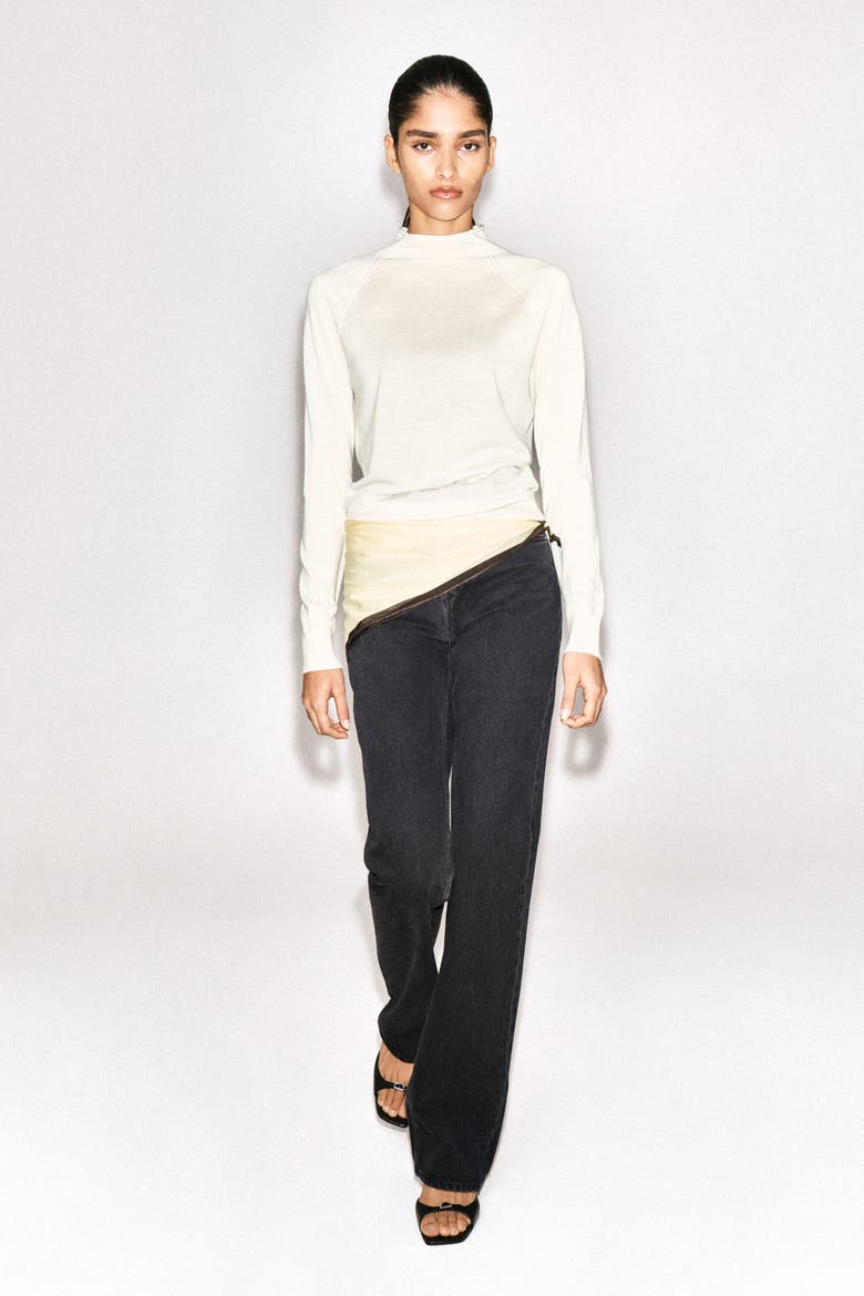 Merino Wool Funnel-neck Sweater, Alternate, color, IVORY