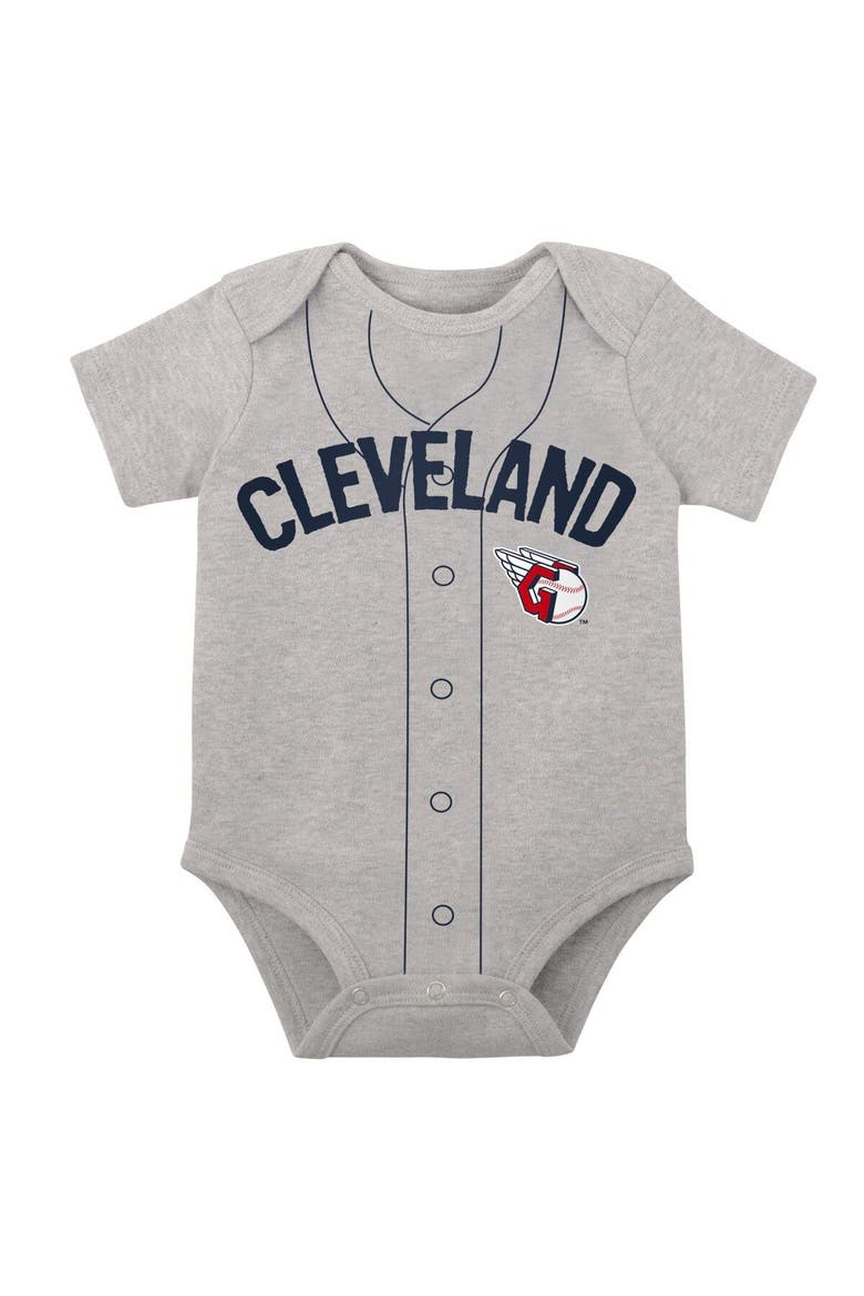Infant White/Heather Gray Cleveland Guardians Two-Pack Little Slugger Bodysuit Set, Alternate, color, White