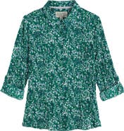 Seasalt Cornwall Larissa Crinkled Floral Organic Cotton Button-Up Shirt