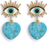 Kurt Geiger London Evil Eye & Heart Drop Earrings