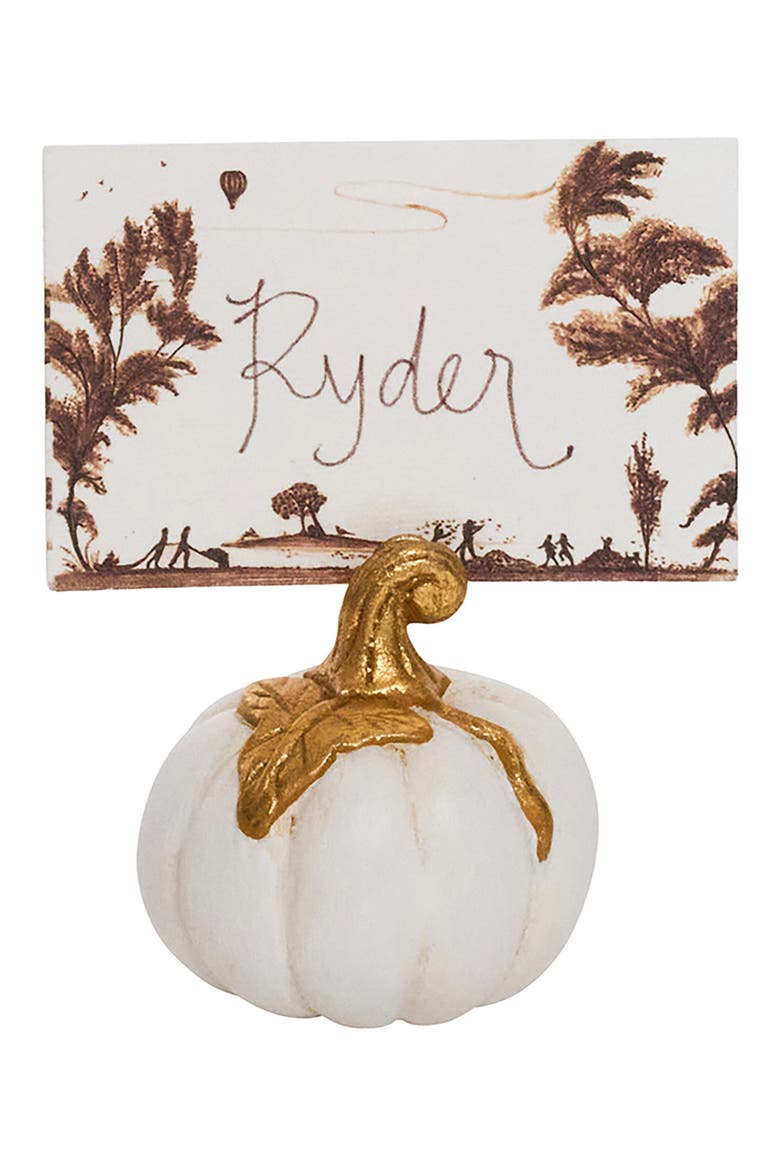 Forest Walk Pumpkin Set of 4 Place Card Holders, Alternate, color, GOLD