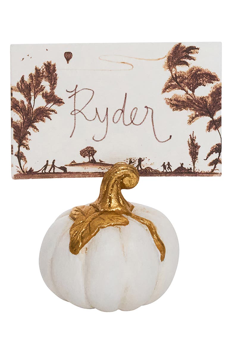 Juliska Forest Walk Pumpkin Set of 4 Place Card Holders, Alternate, color, Gold