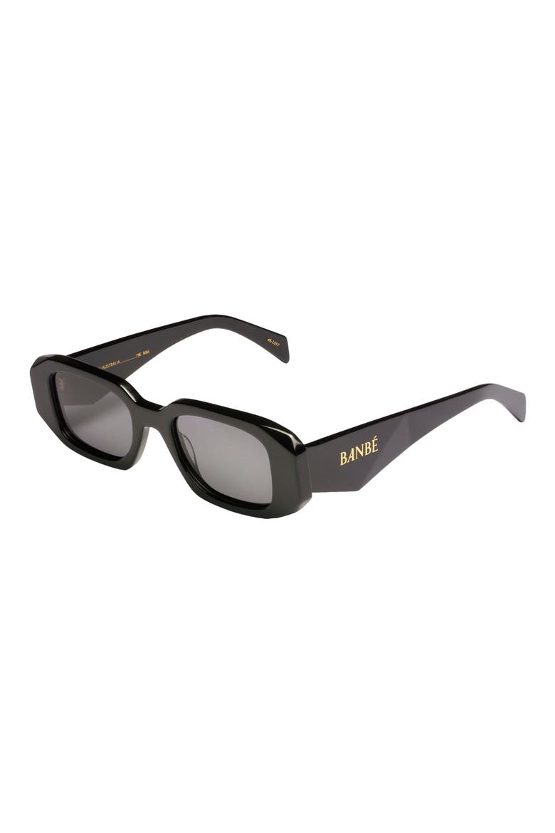The Nina Polarized Rectangular Sunglasses, Alternate, color, BLACK-JET