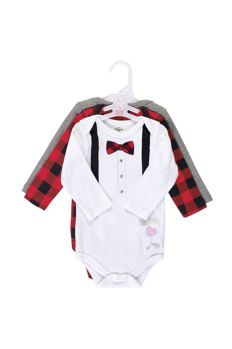 Triple Pack Long-Sleeve Infant Bodysuits, Alternate, color, Lumberjack Bow Tie