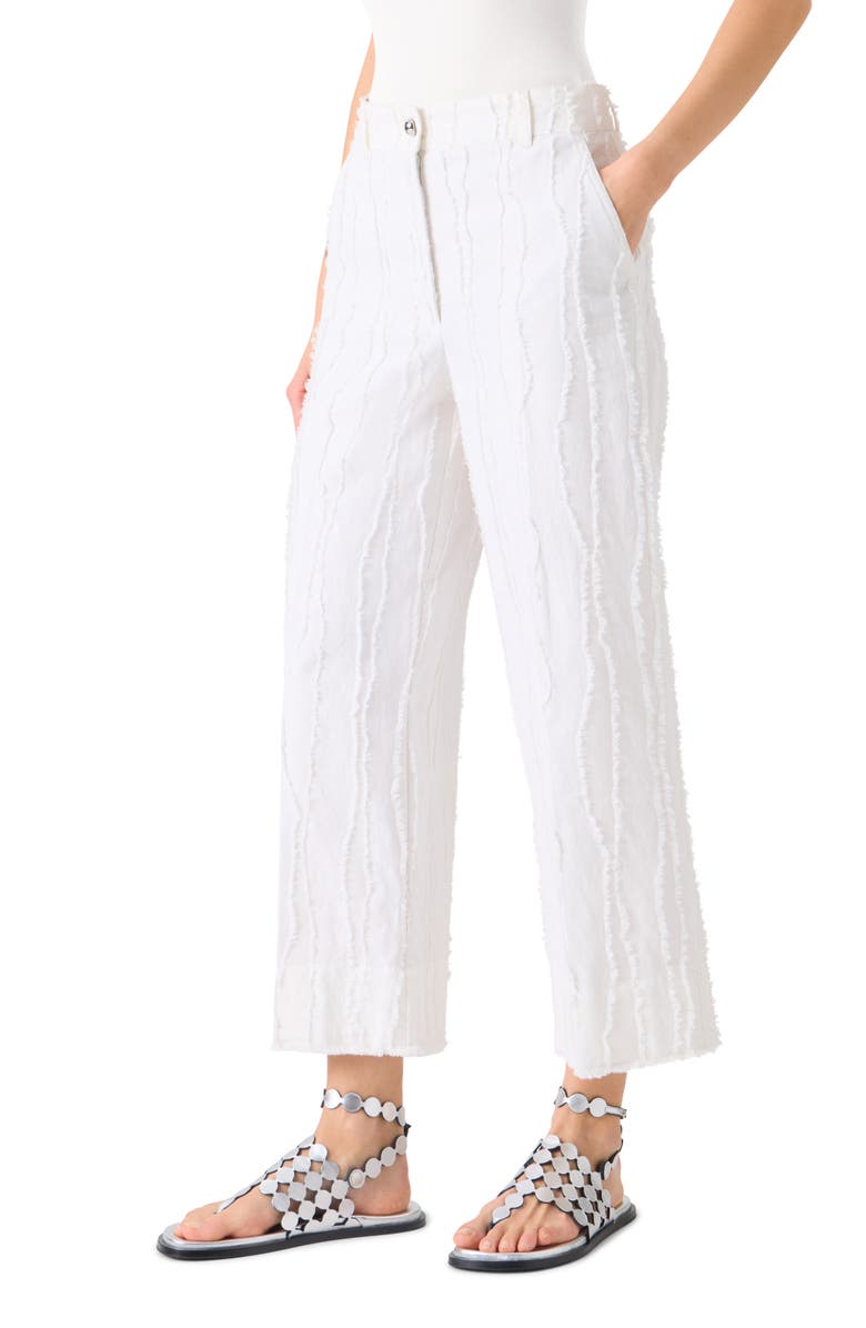 Akris punto Chiara Cotton Fil Coupé Crop Wide Leg Jeans, Alternate, color, Cream