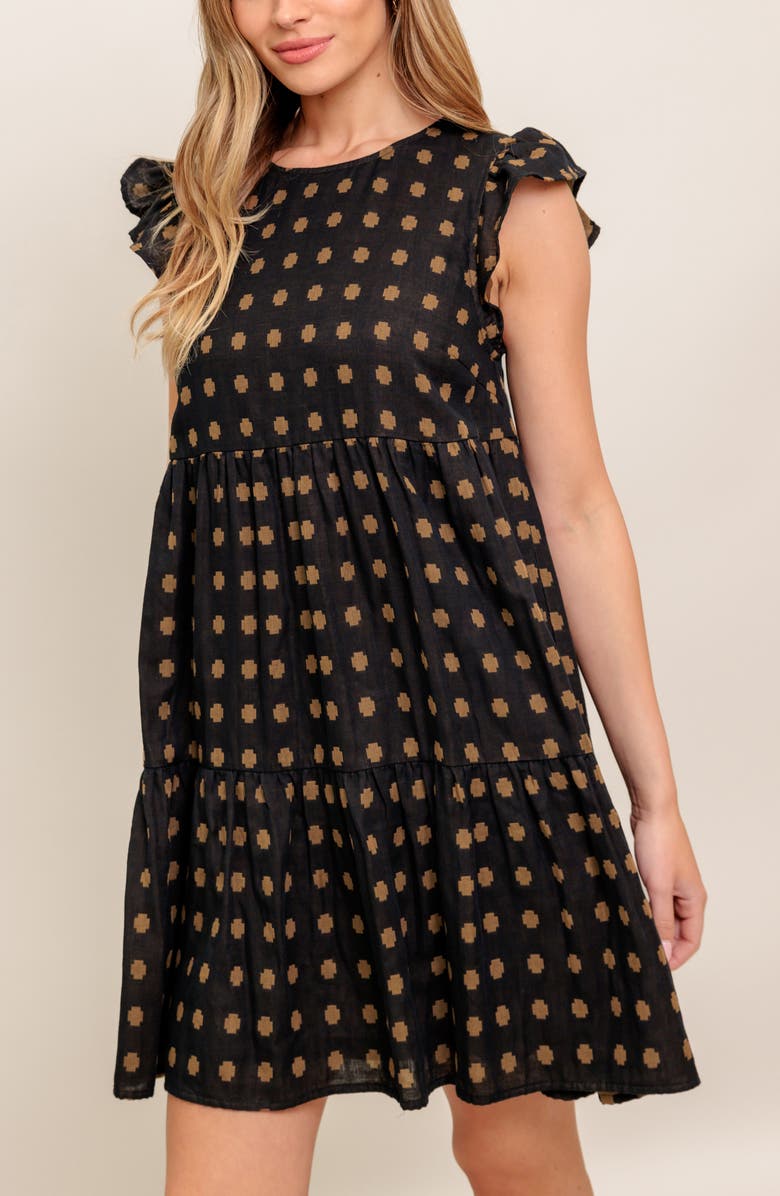 FLYING TOMATO Babydoll Minidress, Alternate, color, Black Brown