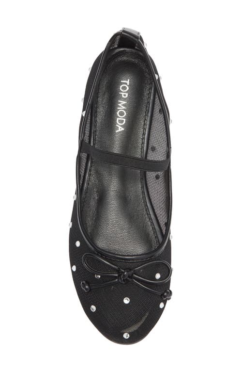 Top Guy Shoes Rosario Rhinestone Mesh Mary Jane Flat