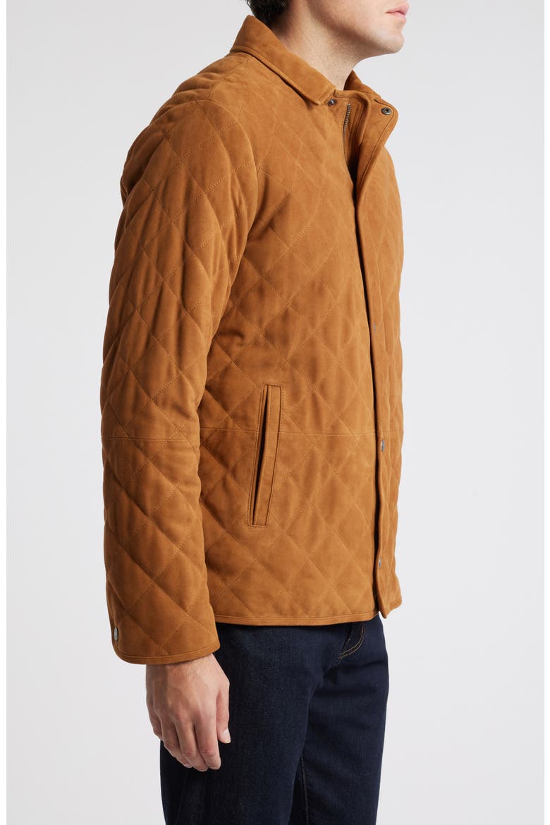 Suffolk Quilted Windproof & Water Resistant Suede Jacket, Alternate, color, WHISKEY
