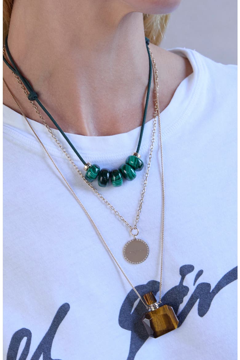 New Stone Age 14k Gold Malachite Paracord Necklace, Alternate, color, GREEN/ 14K YELLOW GOLD