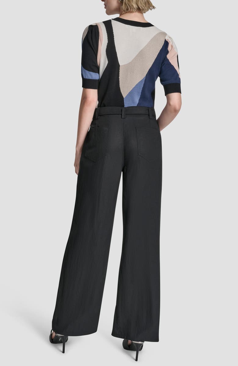 DKNY Belted Wide Leg Pants, Alternate, color, Black