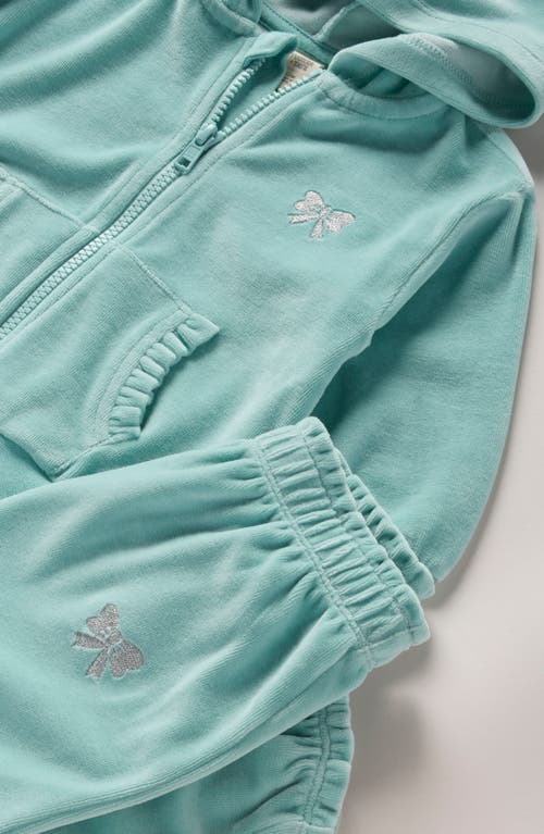Tucker + Tate Bow Embroidered Velour Full Zip Hoodie & Joggers Set In Green