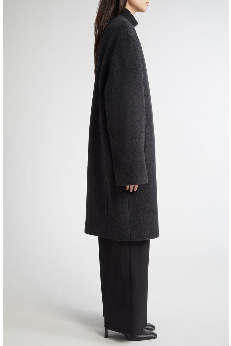 Collarless Felted Wool Blend Coat, Alternate, color, CHARCOAL MELANGE