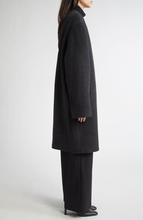 Totême Toteme Collarless Felted Wool Blend Coat In Black