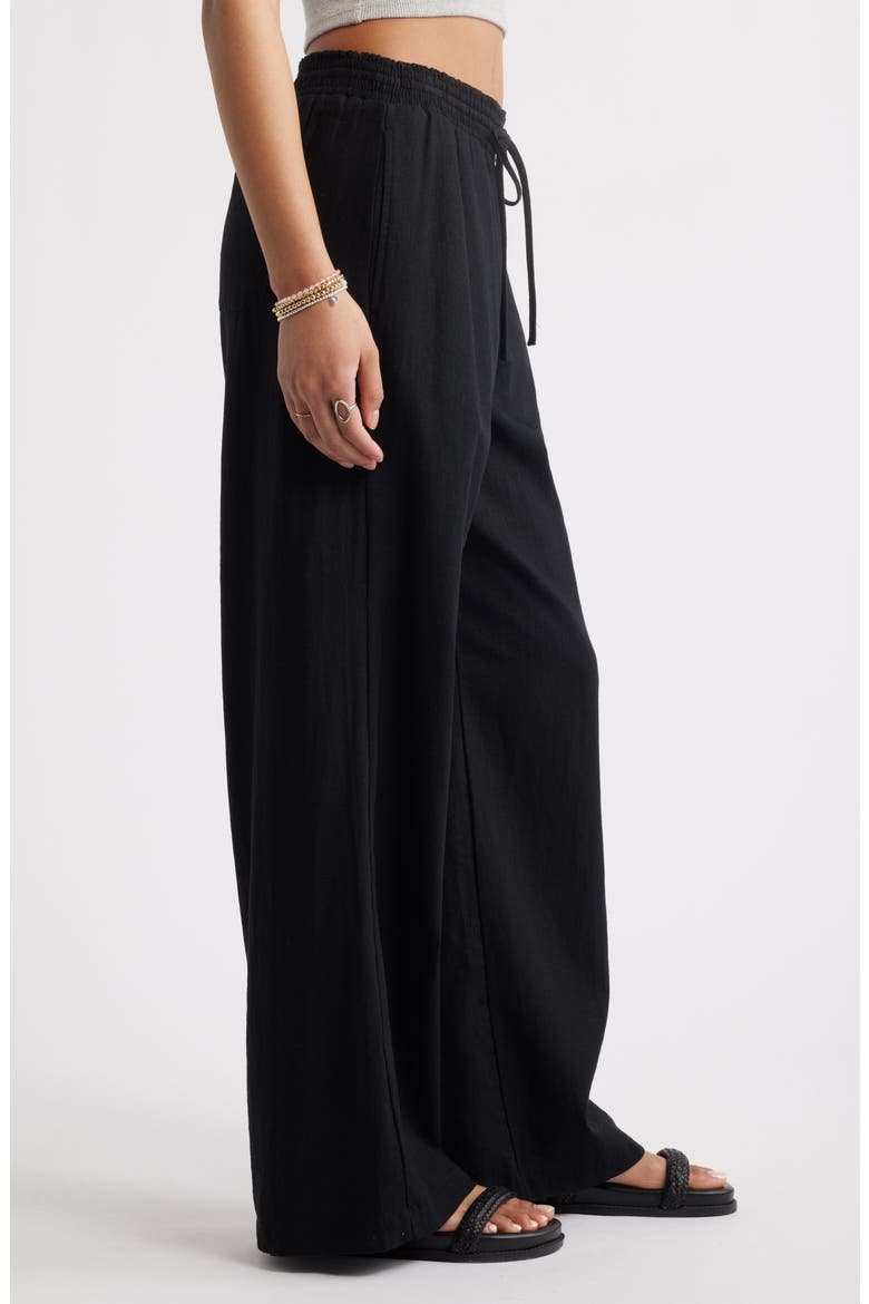 Linen Blend Beach Pants, Alternate, color, BLACK